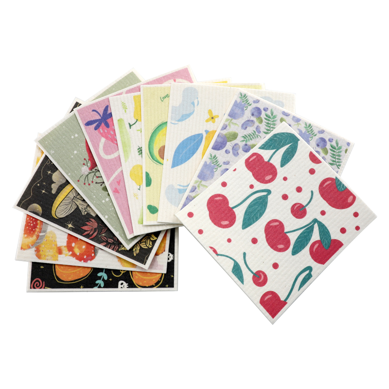 Tørr og våt dobbeltbruks-trykt tilpasset mønster Cellulose Rag