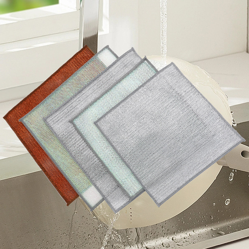 Bronse fargerik rengjøringsklut Dobbeltsidig sølvtråd oppvaskklut